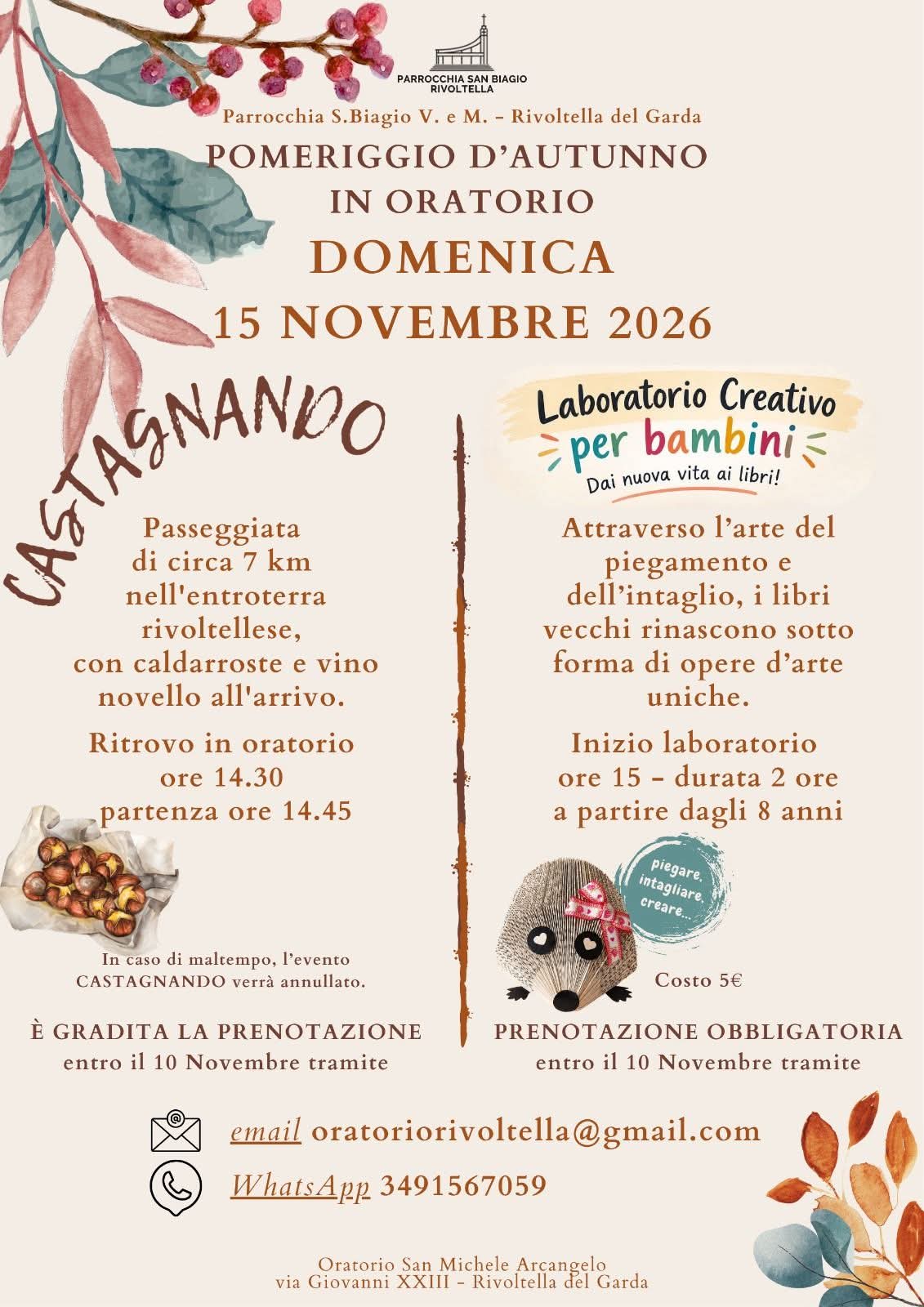 POMERIGGIO D'AUTUNNO IN ORATORIO